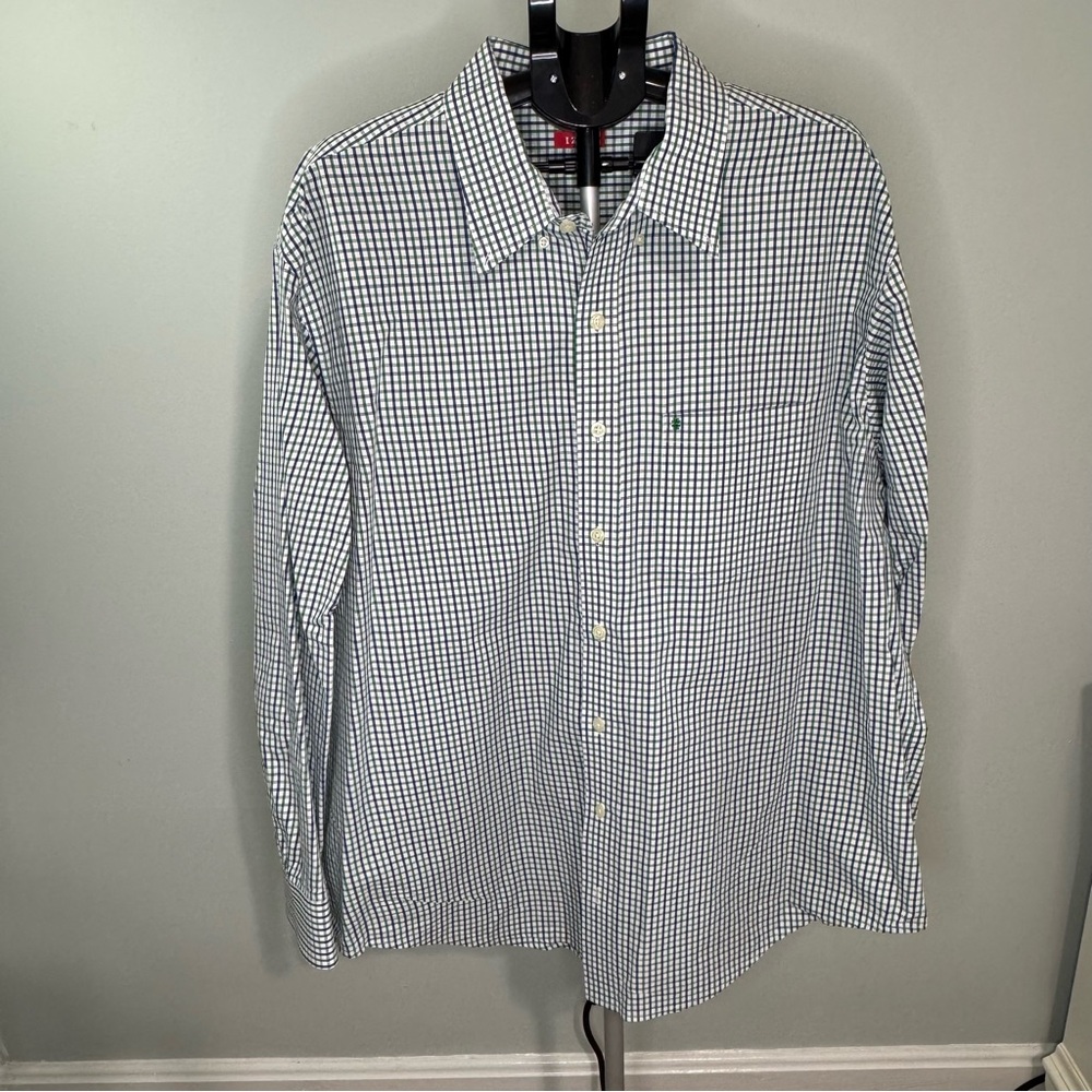 Izod Casual Blue and White Button Down Shirt